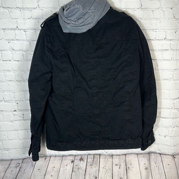 Levi's Size L Men's Military Trucker Sherpa Lined Removable Hood Black Jacket - Picture 5 of 12